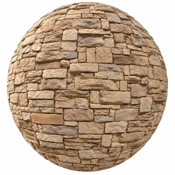 Warm Beige Rough Cut Stacked Stone Wall Texture