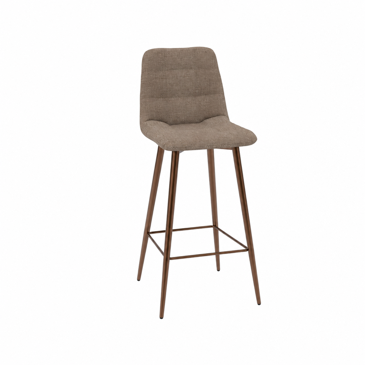 Beige Fabric Bar Stool with Bronze-Tone Metal Frame 3D Model 1