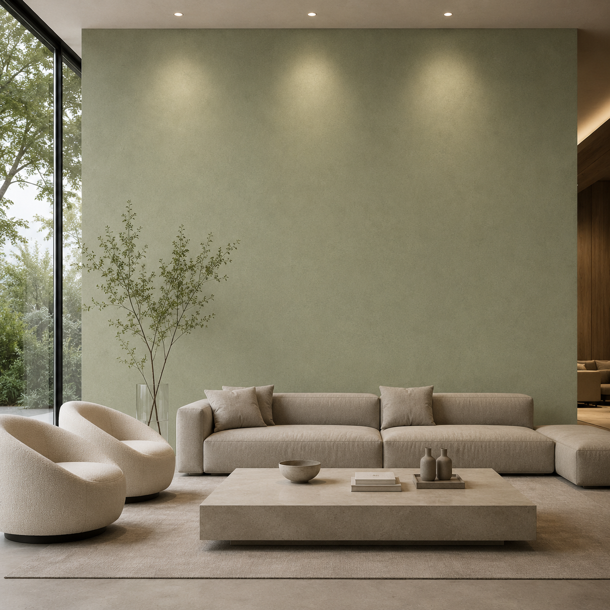 Muted Sage Green Fine Grain Plaster Texture 2