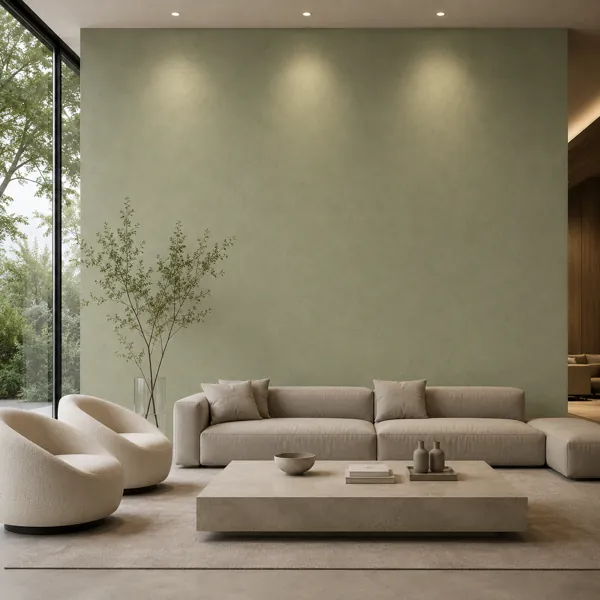 Muted Sage Green Fine Grain Plaster Texture back