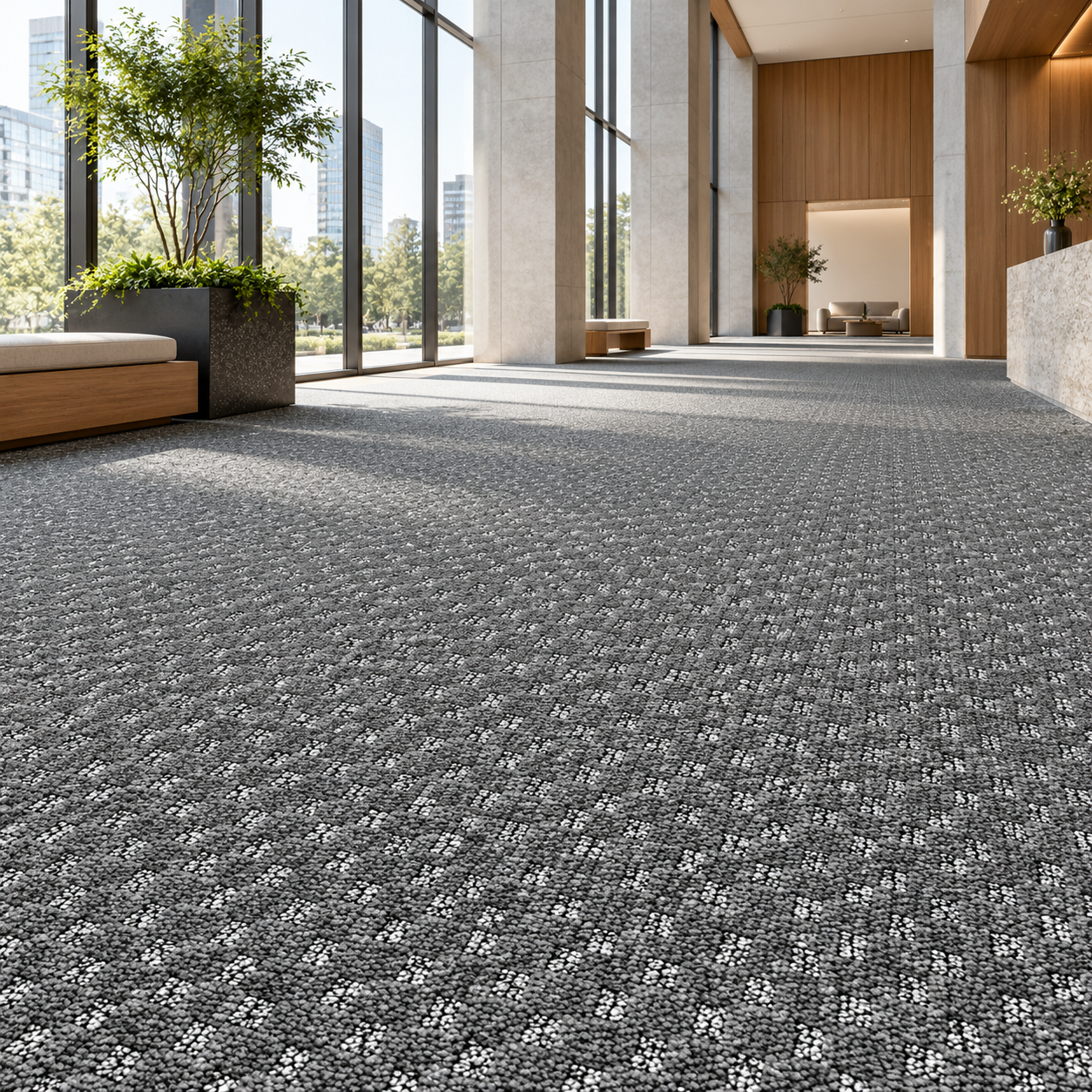 Gray White Geometric Loop Pile Carpet Texture 2