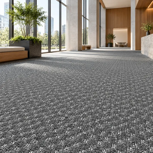 Gray White Geometric Loop Pile Carpet Texture back