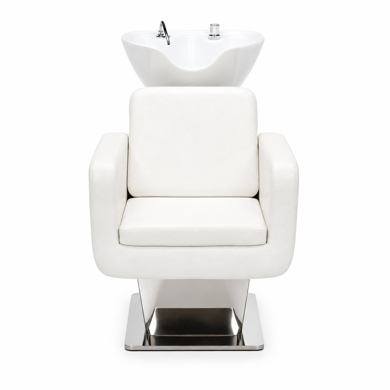 White Salon Shampoo Chair – Ceramic Basin 3D Model 3