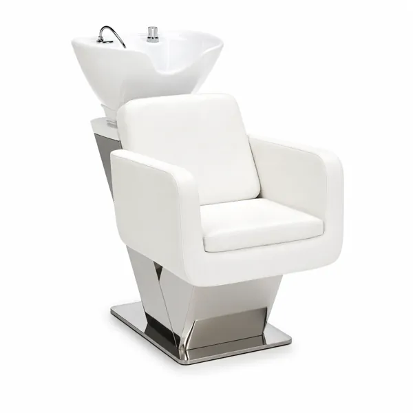 White Salon Shampoo Chair – Ceramic Basin 3D Model