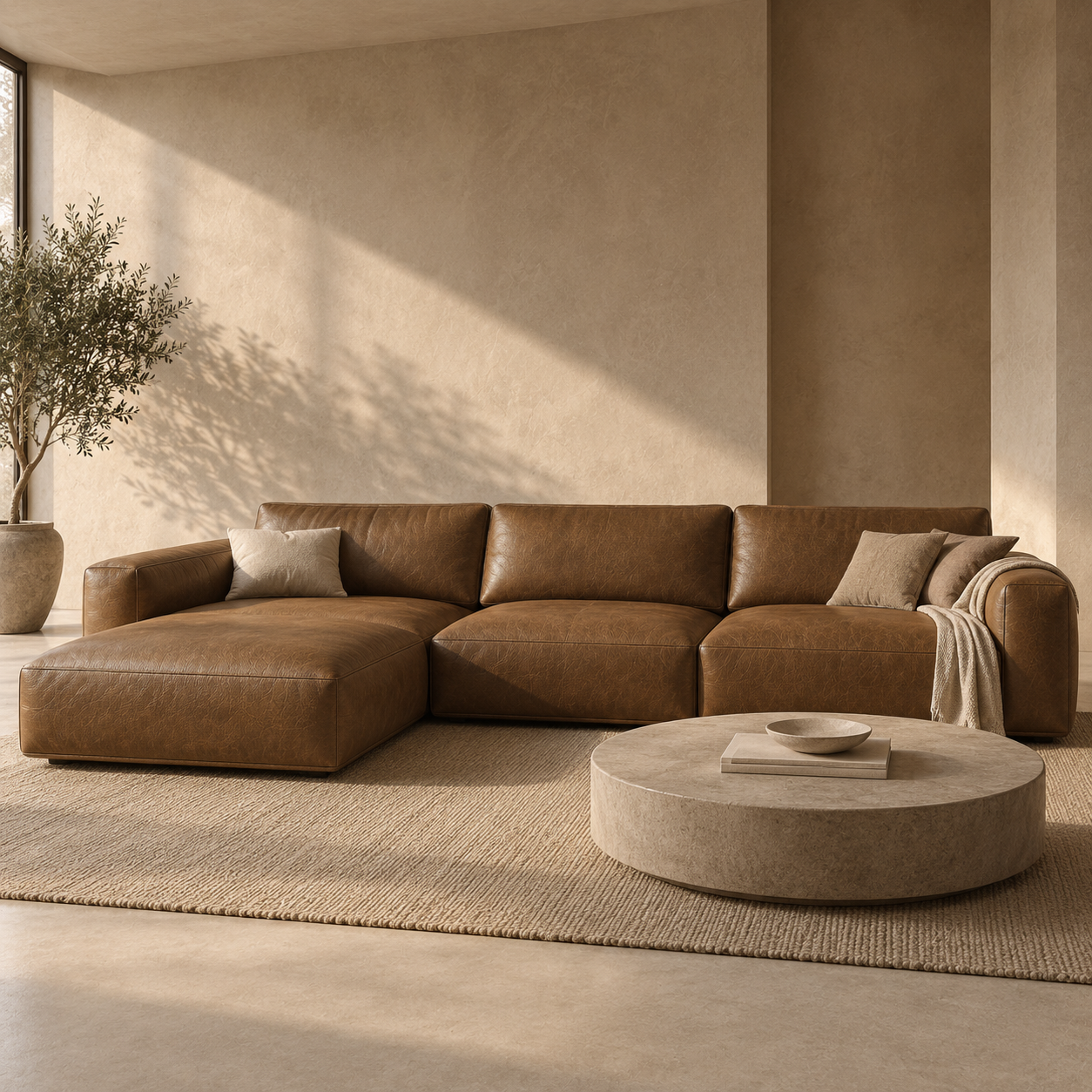 Warm Cognac Fine Grain Leather Texture 2