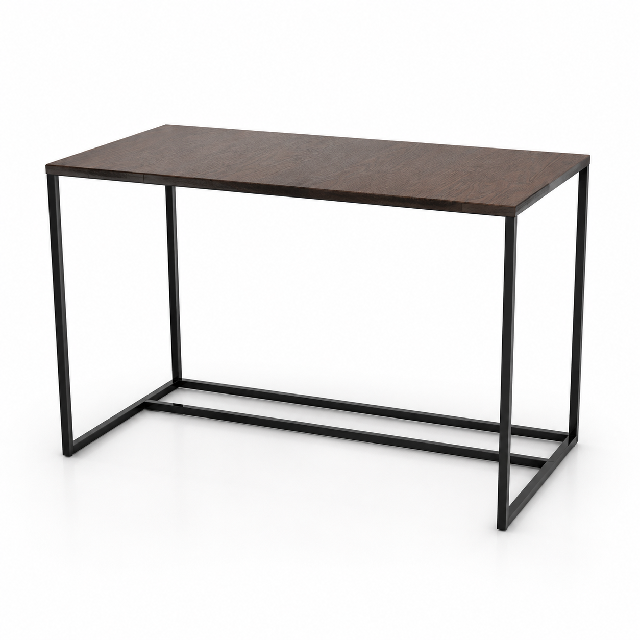 Dark Brown Wood Black Frame Console Table 3D Model 3