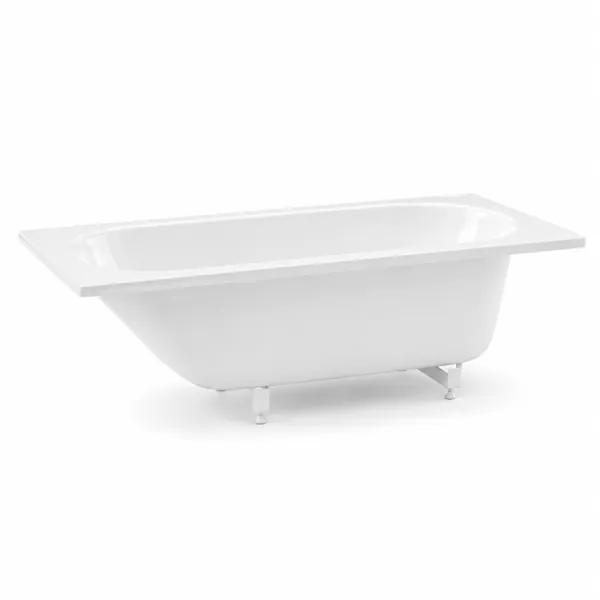 White Built-In Bathtub – Wide Rectangular Rim & Rounded Basin 3D Model