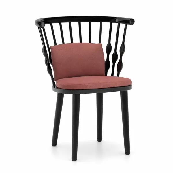 Black Spindle Kids Chair – Dusty Red Cushions 3D Model