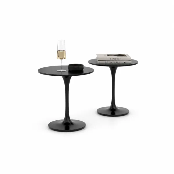 Round Black Pedestal Table Set – Tulip Base 3D Model