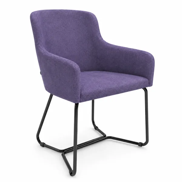 Purple Fabric Armchair with Black Sled Base 3D Model