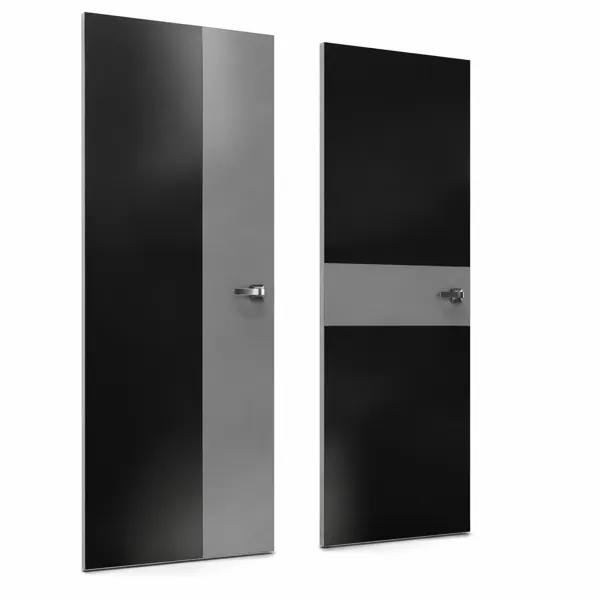 Modern Flush Door Set – Black & Gray Split Panels 3D Model