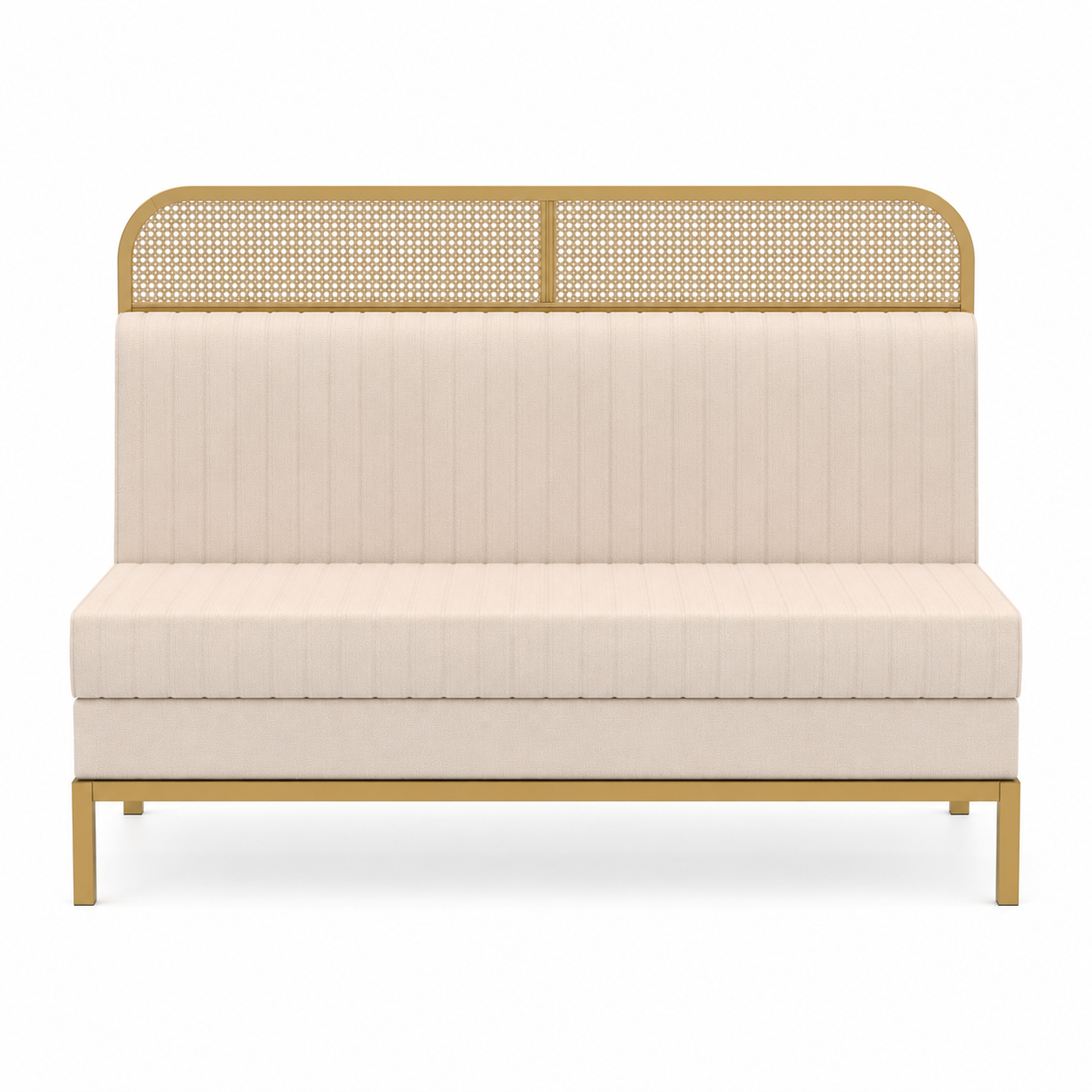 Beige Channel Sofa with Gold Cane Frame 3