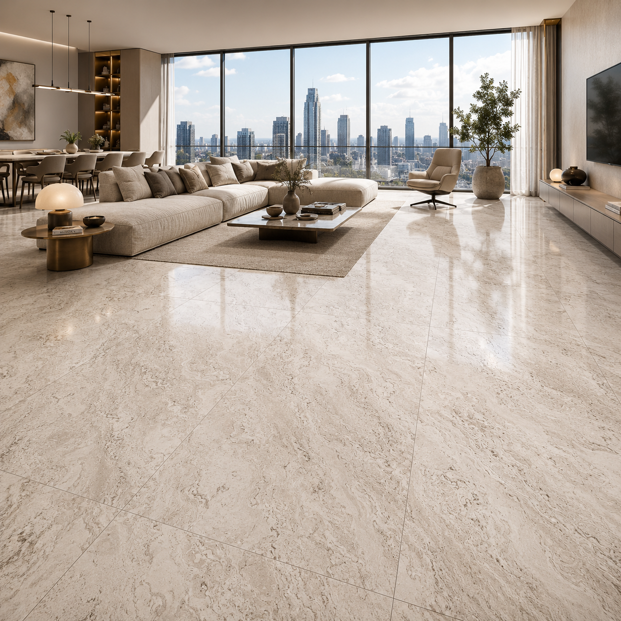 Warm Beige Travertine Ceramic Texture 2