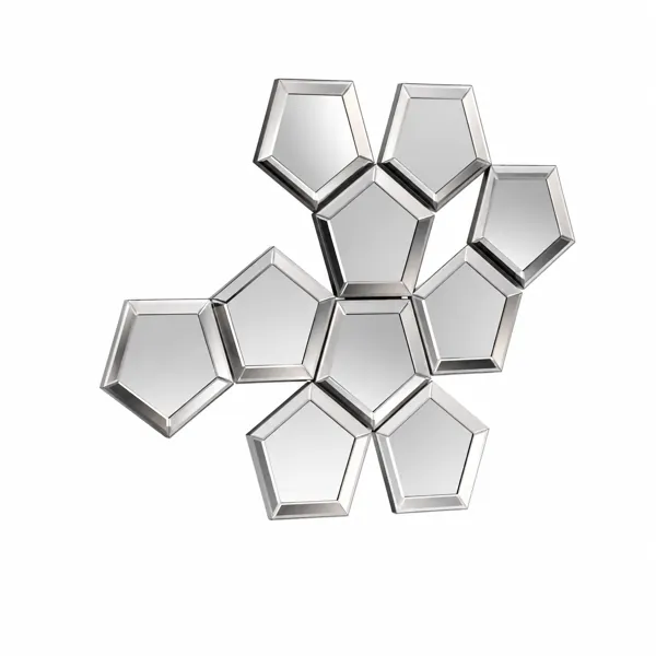 Silver Beveled Pentagon Cluster Wall Mirror