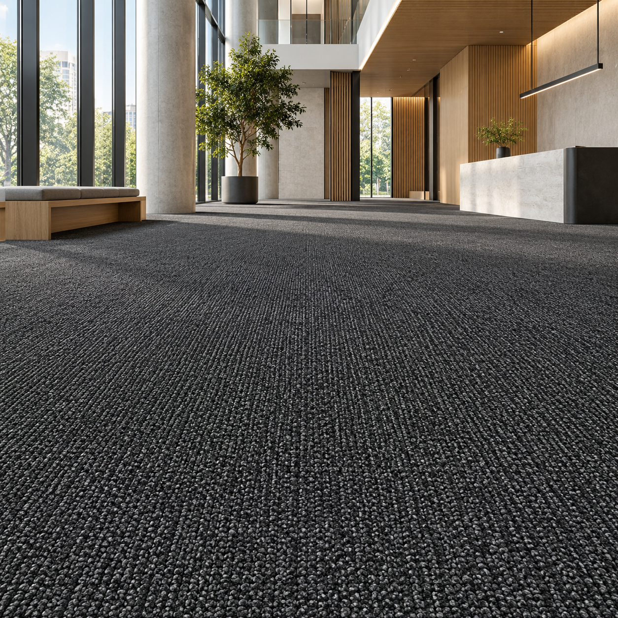 Dark Charcoal Fine Ribbed Loop Carpet Texture 2