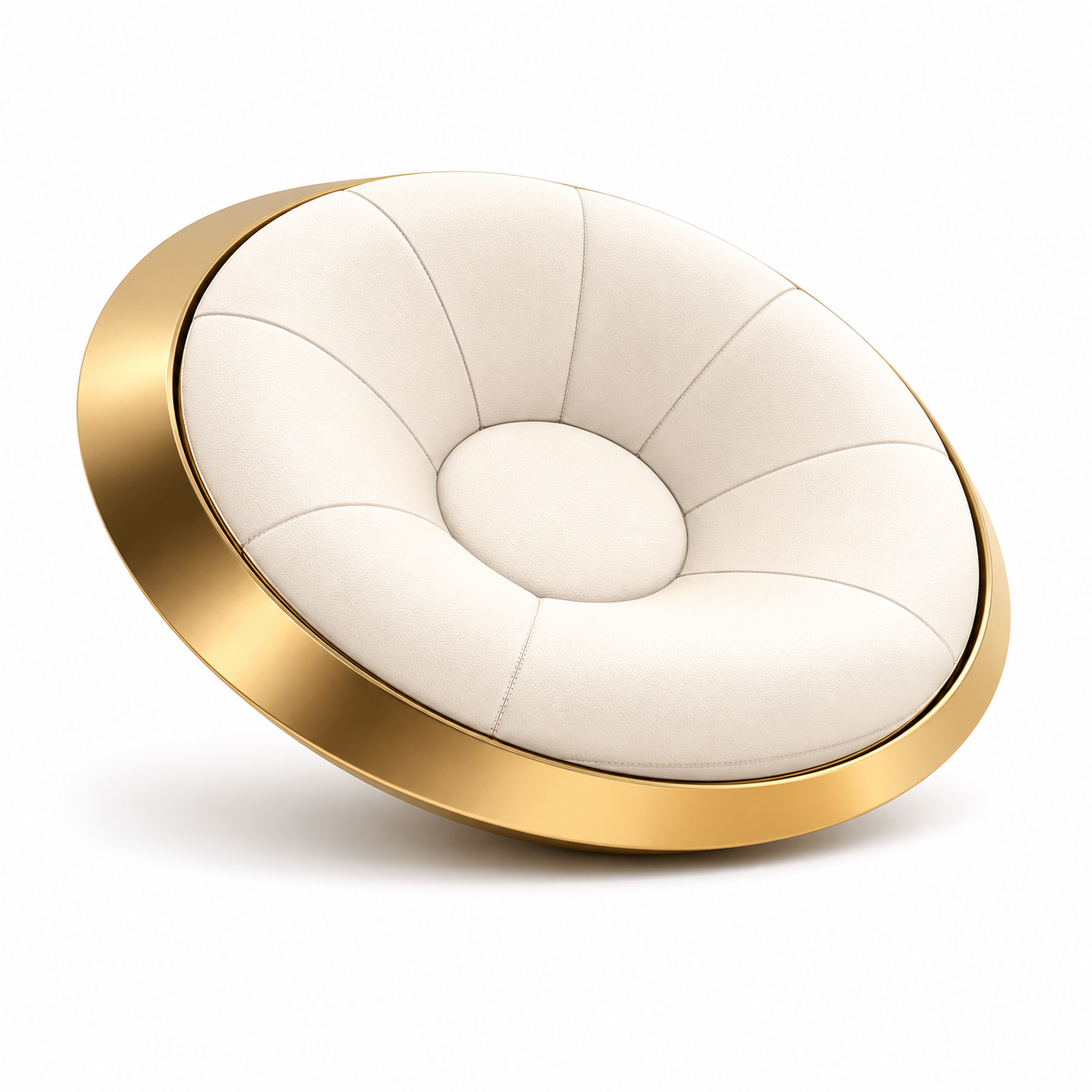 Cream Petal Lounge Chair – Gold Shell 3D Model