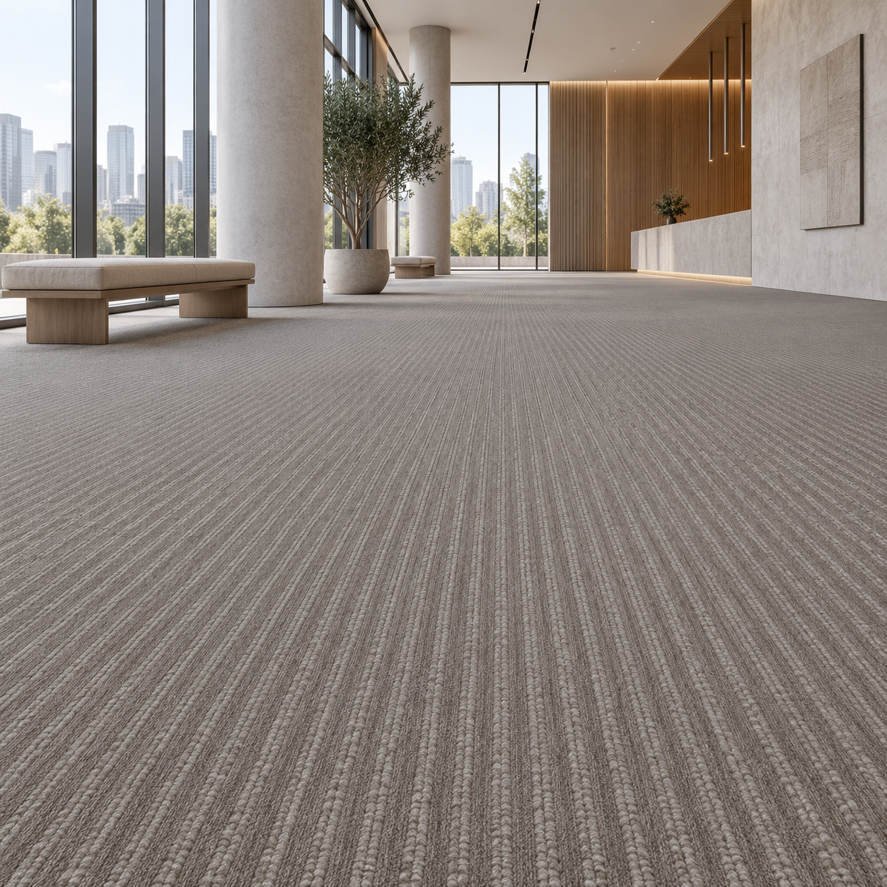 Warm Greige Ribbed Stripe Carpet Texture 2