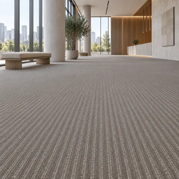 Warm Greige Ribbed Stripe Carpet Texture back
