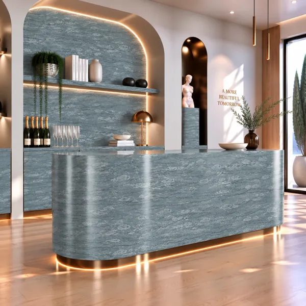 Blue Gray Linear Vein Marble Texture back