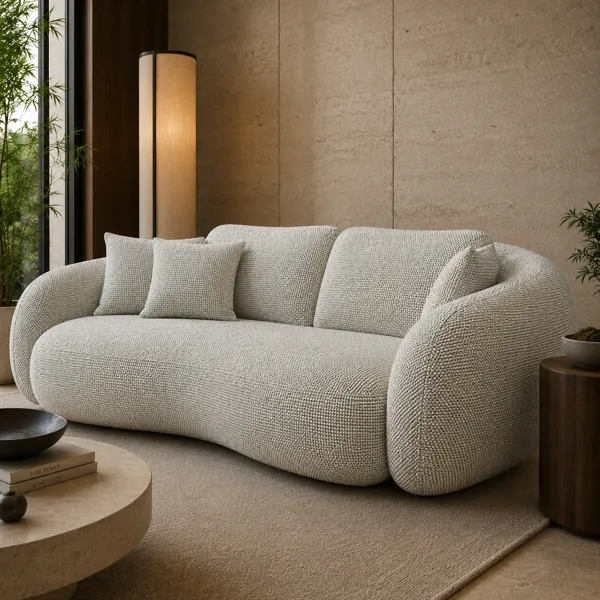 Soft Ivory Woven Fabric Texture – Open Basket Weave back