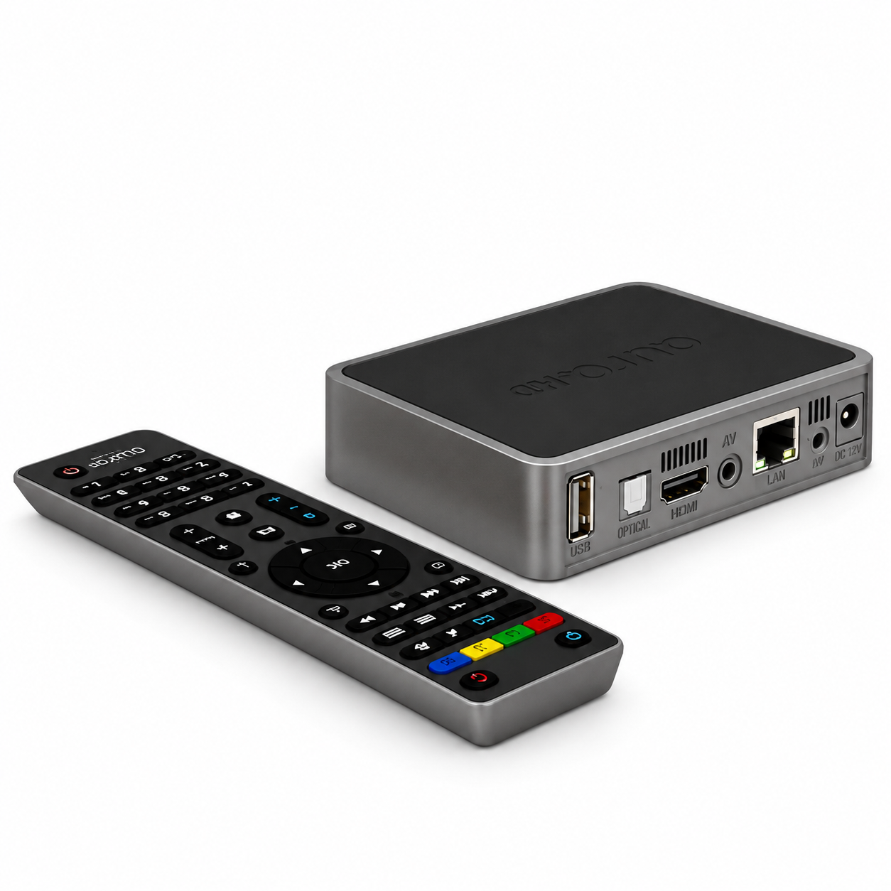 Silver Android TV Box with Remote Control 3D Model 1