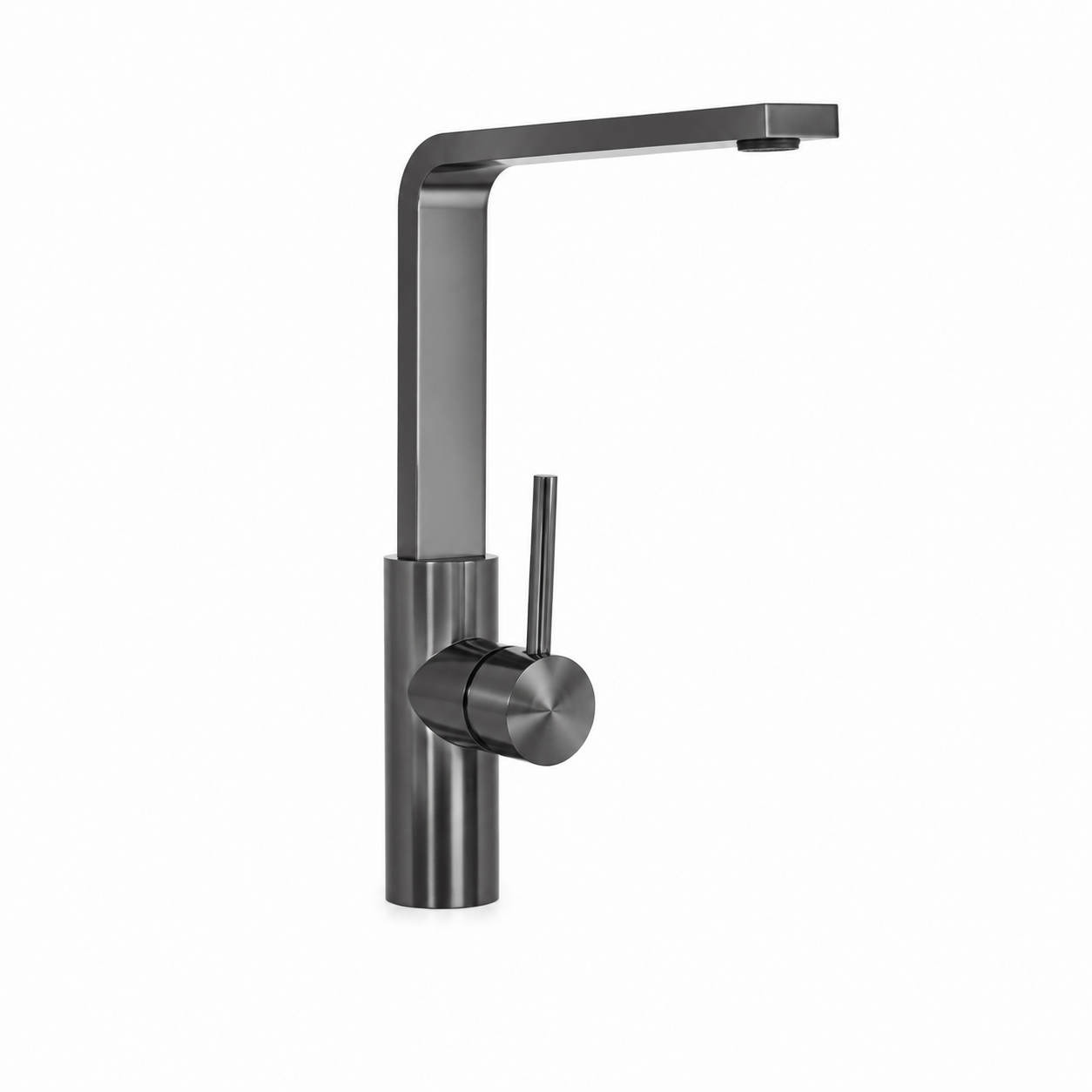 Matte Graphite Square Kitchen Faucet 3D Model 1