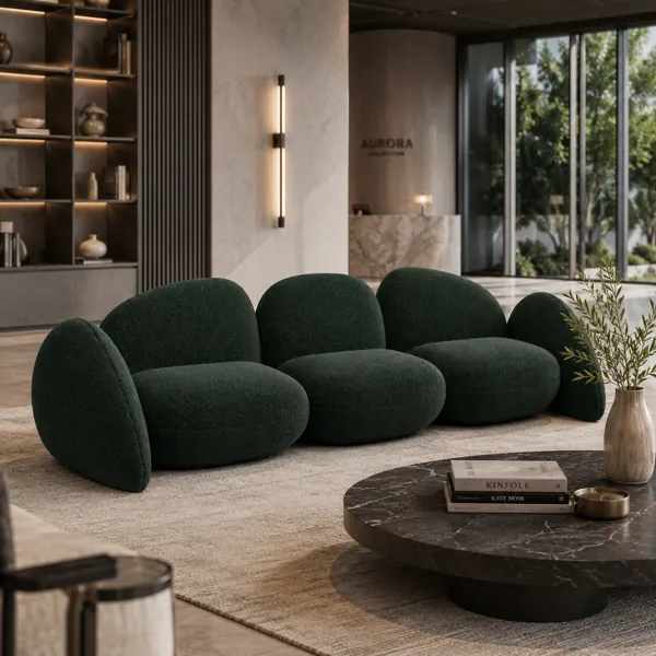 Deep Green Pebble Modular Sofa back