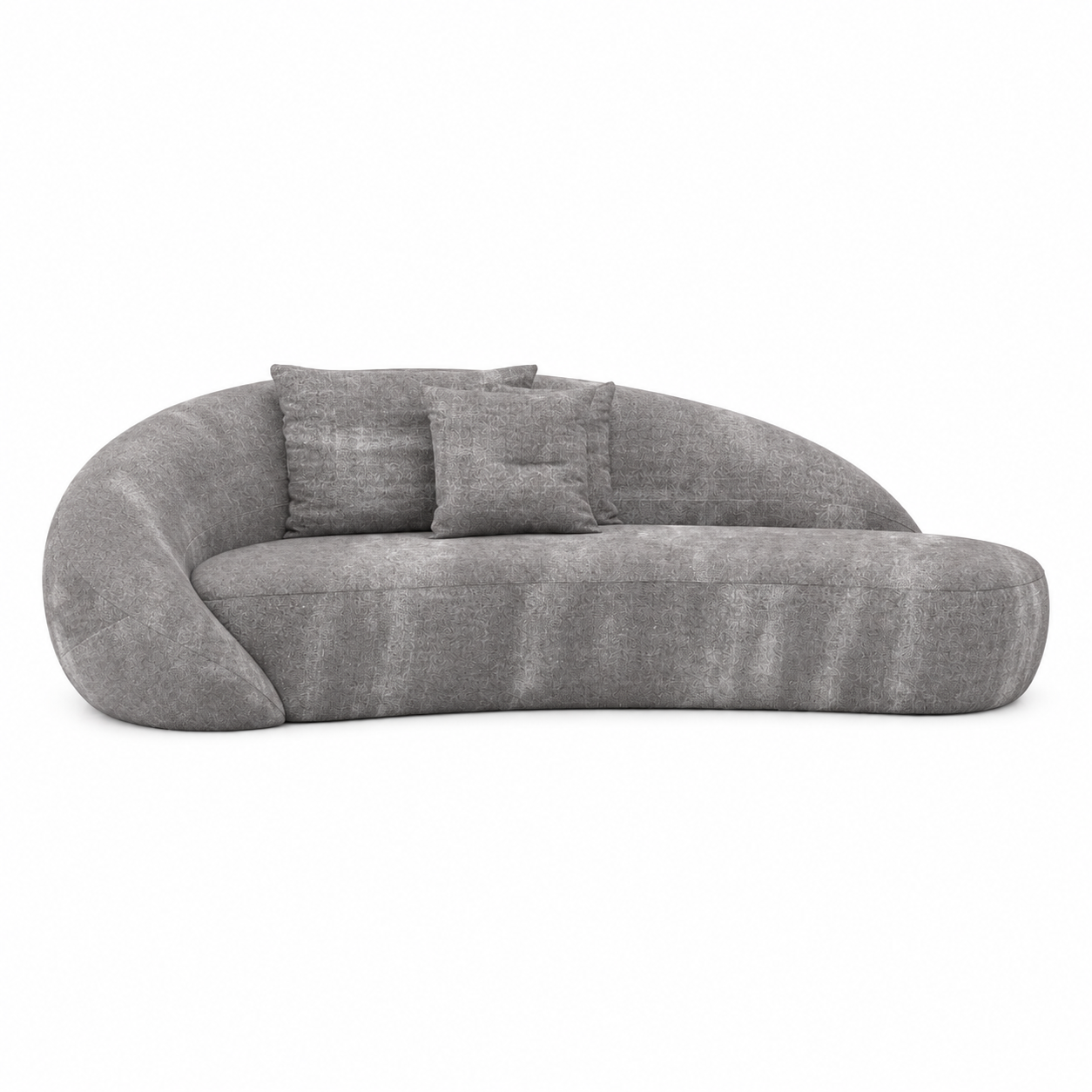 Gray Organic Curved Sofa with Textured Fabric 3D Model 3