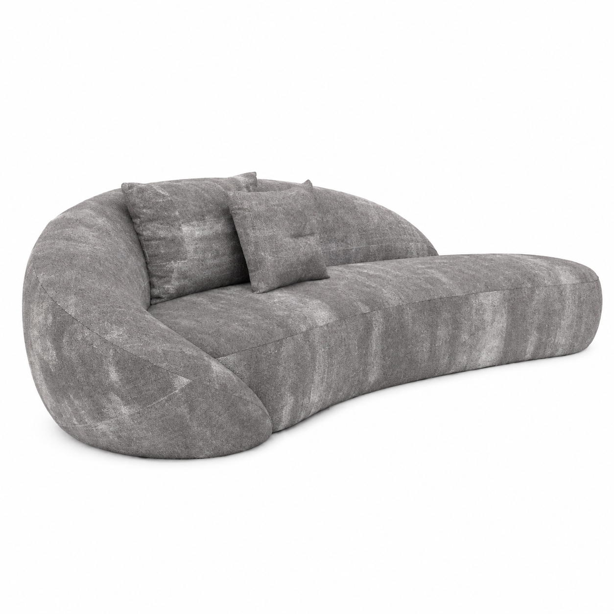 Gray Organic Curved Sofa with Textured Fabric 3D Model 1