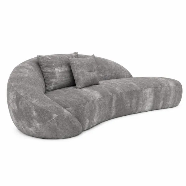Gray Organic Curved Sofa with Textured Fabric 3D Model