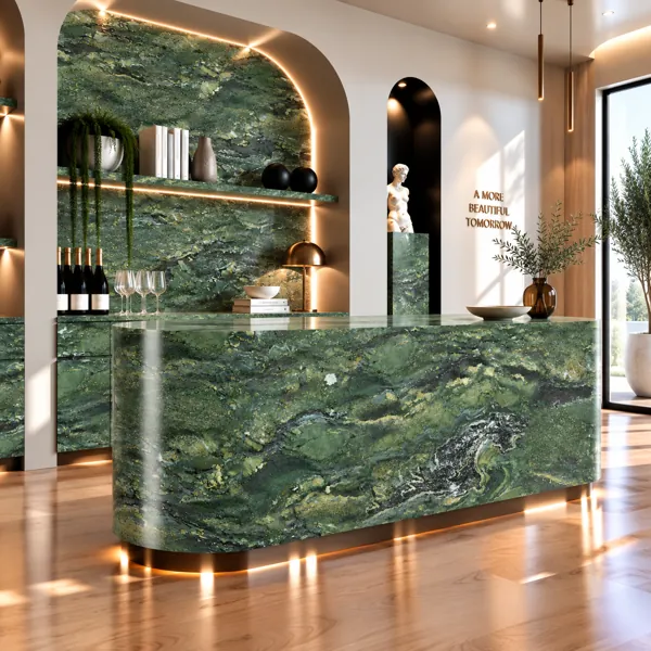 Olive Green Layered Vein Marble Texture back