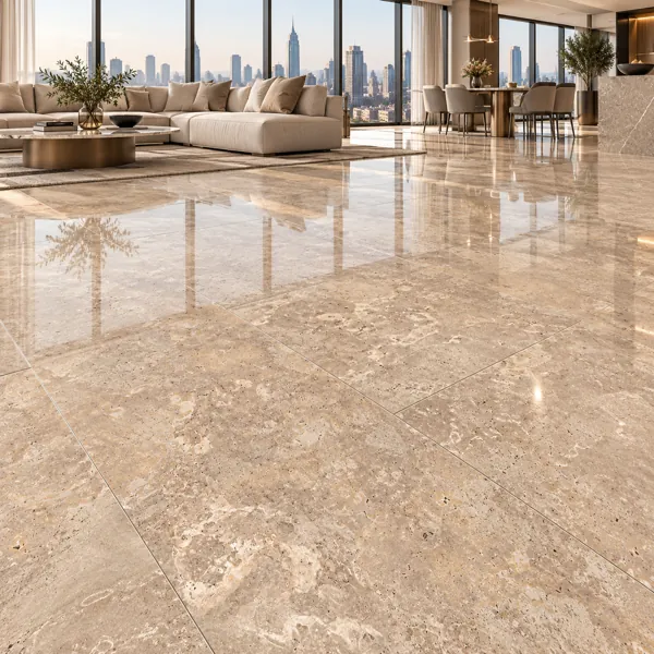 Warm Sand Fossil Grain Travertine Ceramic Texture back