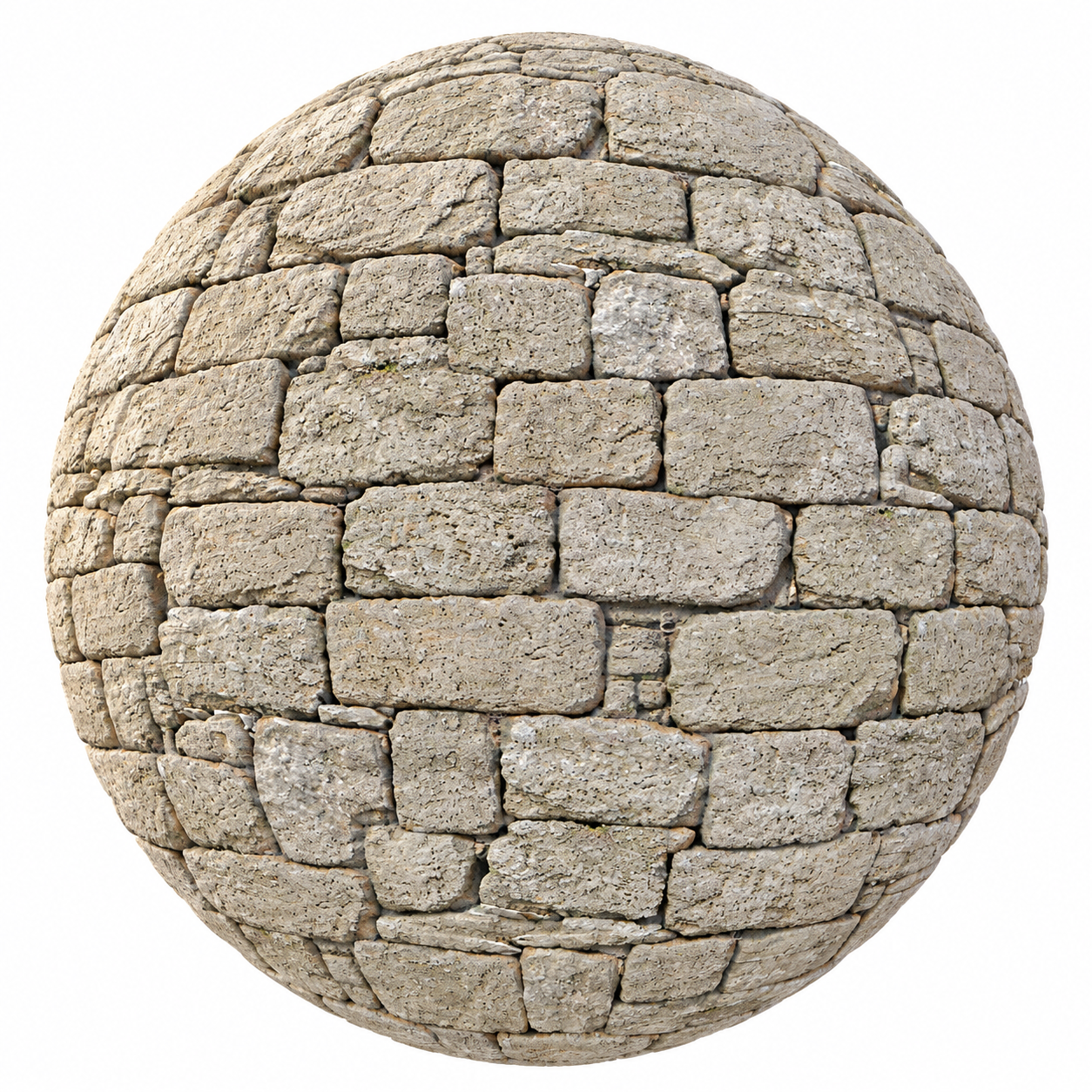Weathered Pale Beige Rough Cut Stone Block Wall Texture 1