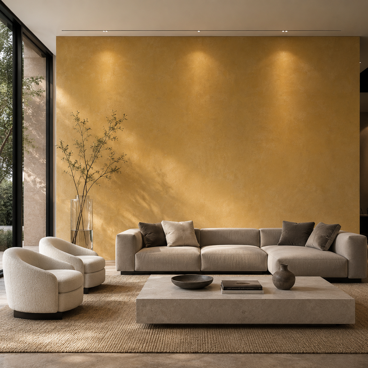 Warm Ochre Mottled Plaster Texture 2