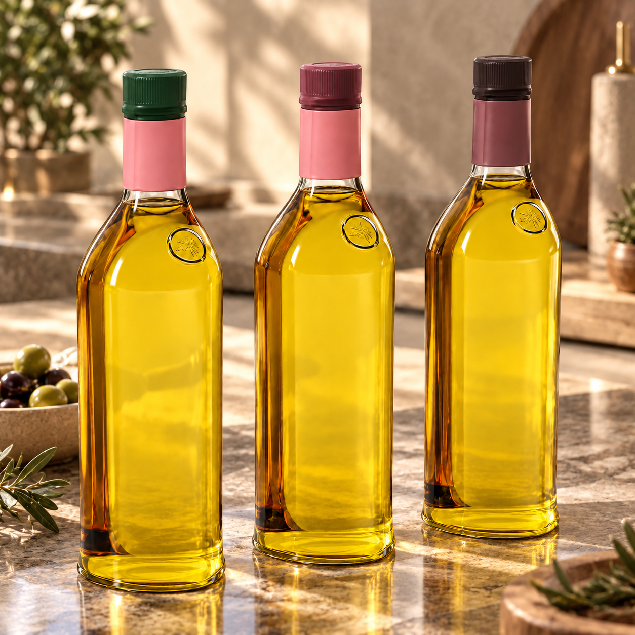 Golden Liquid Glass Bottle Set 3D Model 2