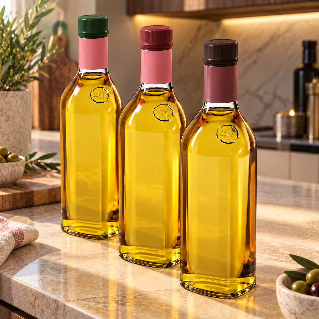 Golden Liquid Glass Bottle Set 3D Model 4