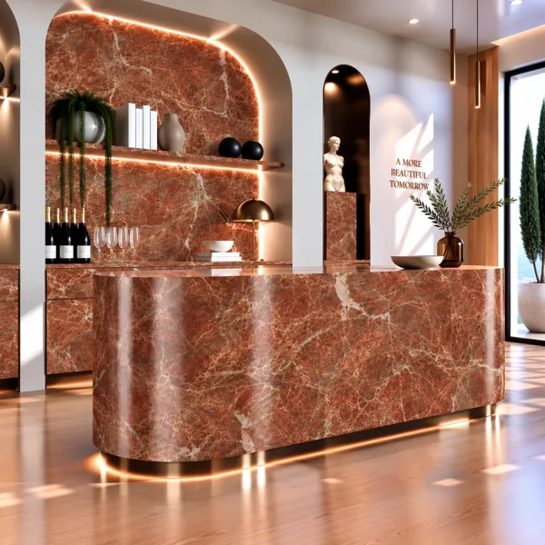 Rust Red Fine Vein Marble Texture back