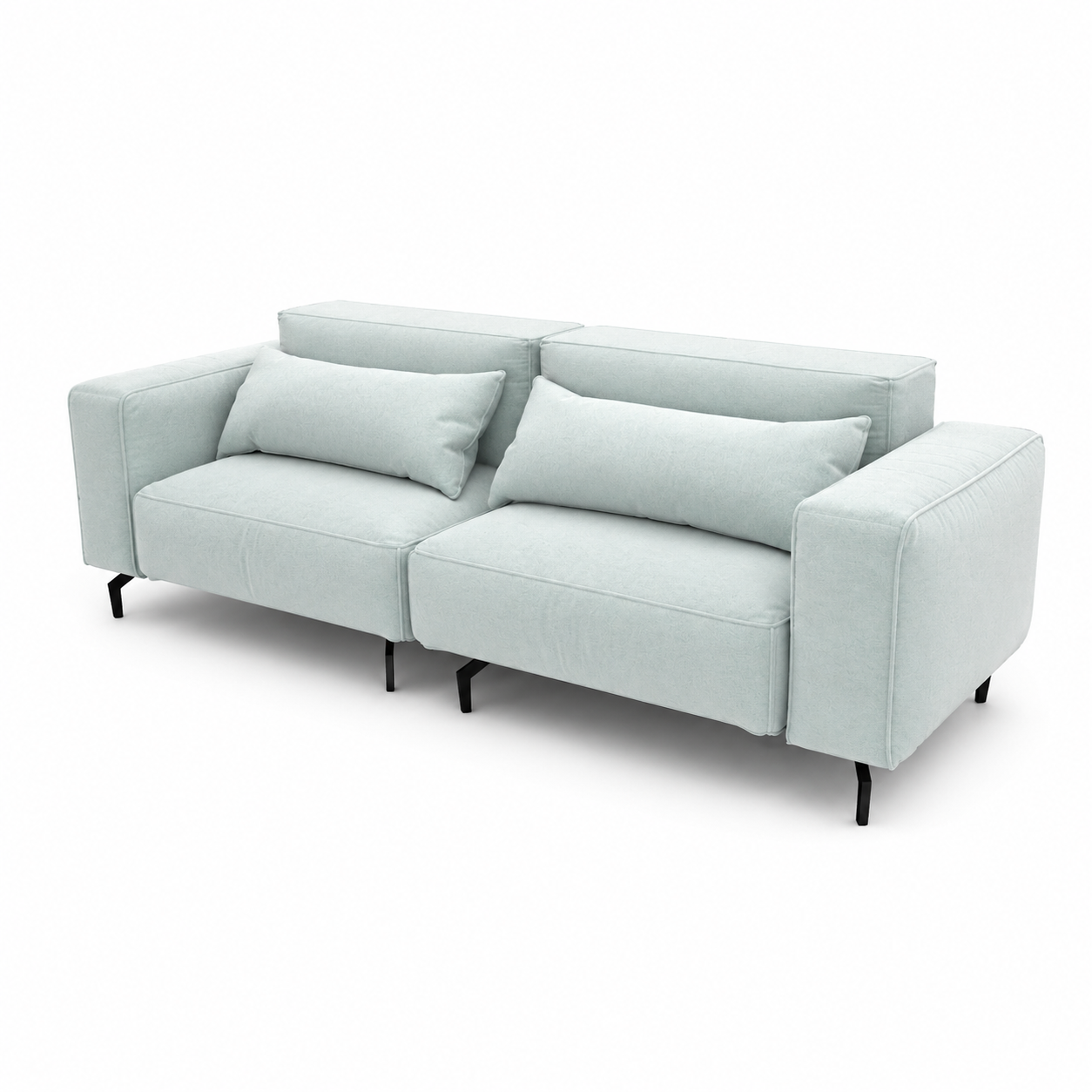 Pale Gray Box-Arm Sofa – Slim Black Legs 3D Model 3