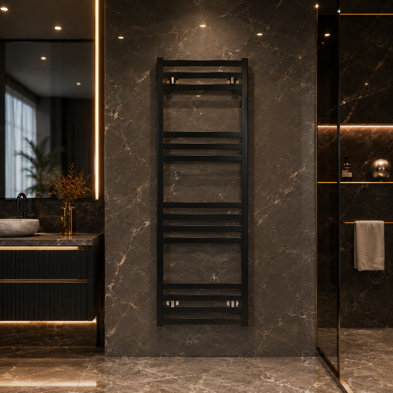 Black & Gray Ladder Towel Rail Set – Two Sizes 3D Model 4