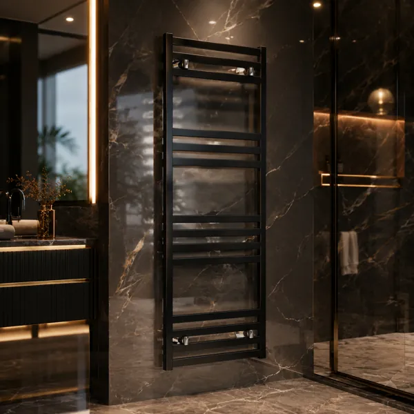 Black & Gray Ladder Towel Rail Set – Two Sizes 3D Model back