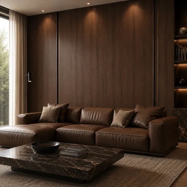 Subtle Straight Grain Dark Brown Wood Texture back