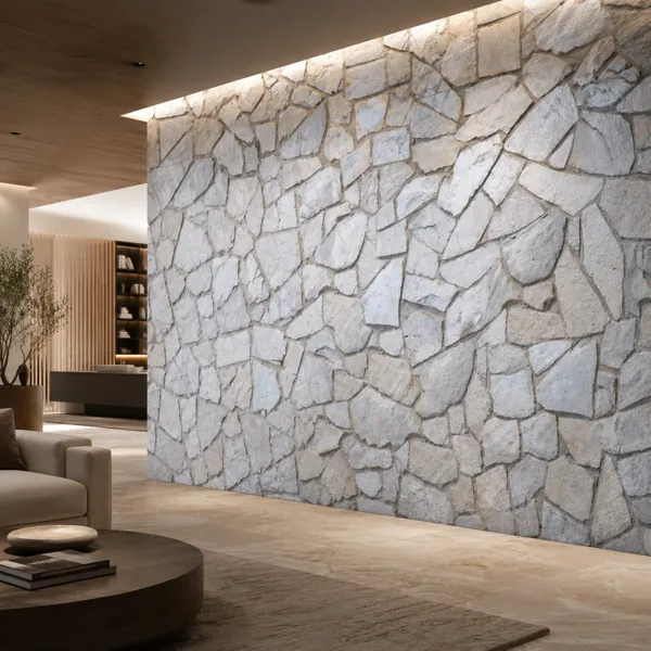 Pale Gray Irregular Flagstone Mosaic back