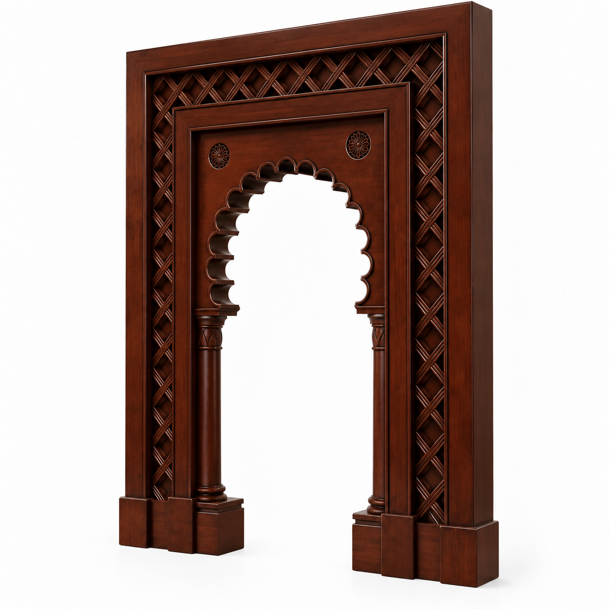 Dark Wood Moorish Arch Frame 3D Model 3