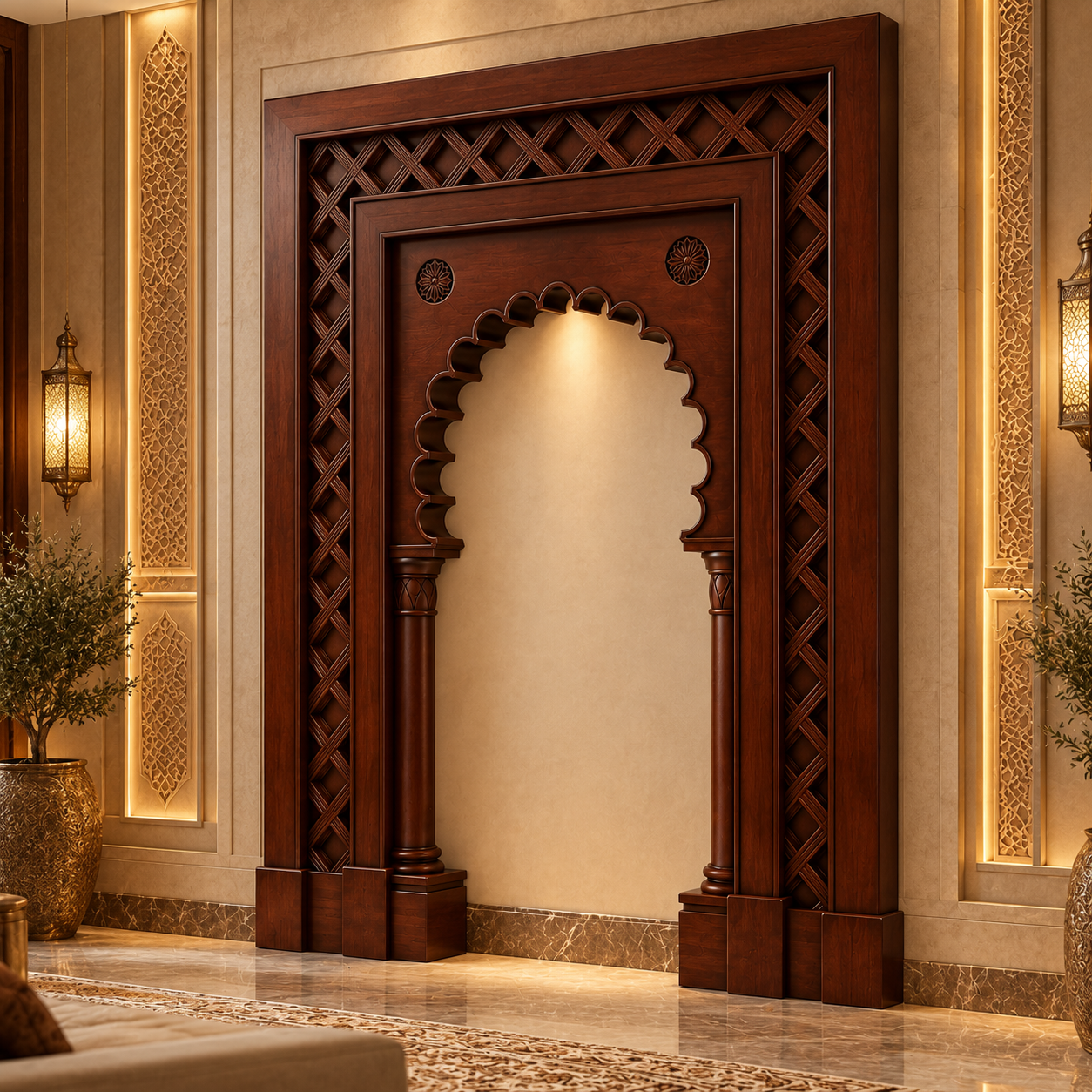 Dark Wood Moorish Arch Frame 3D Model 4