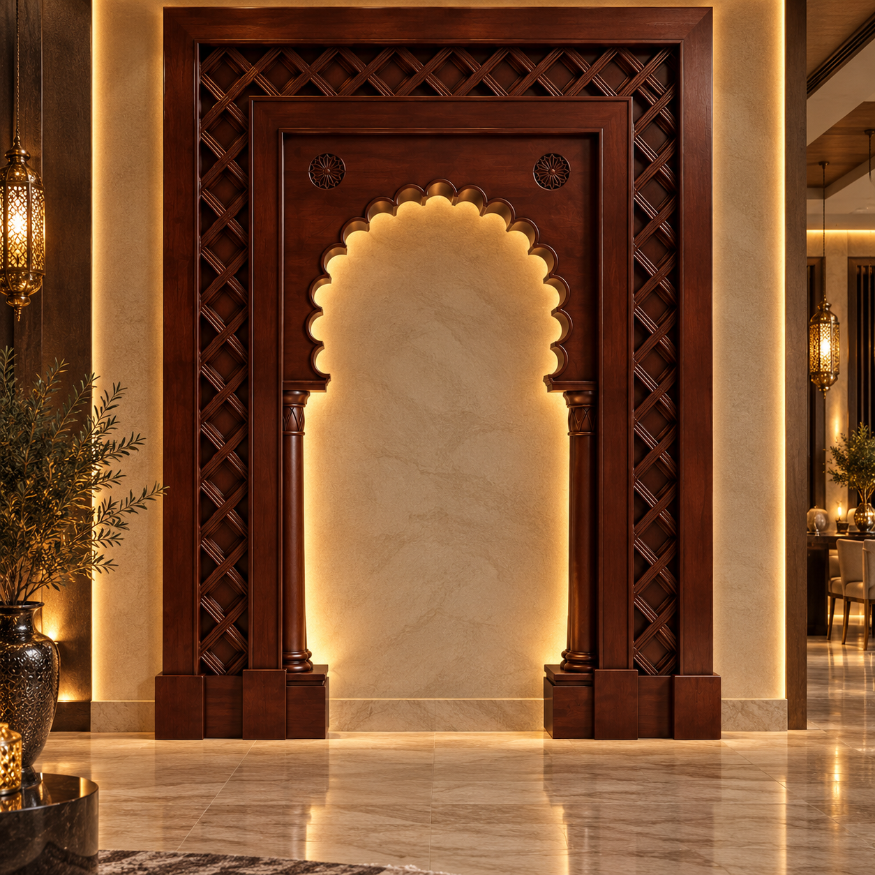 Dark Wood Moorish Arch Frame 3D Model 2
