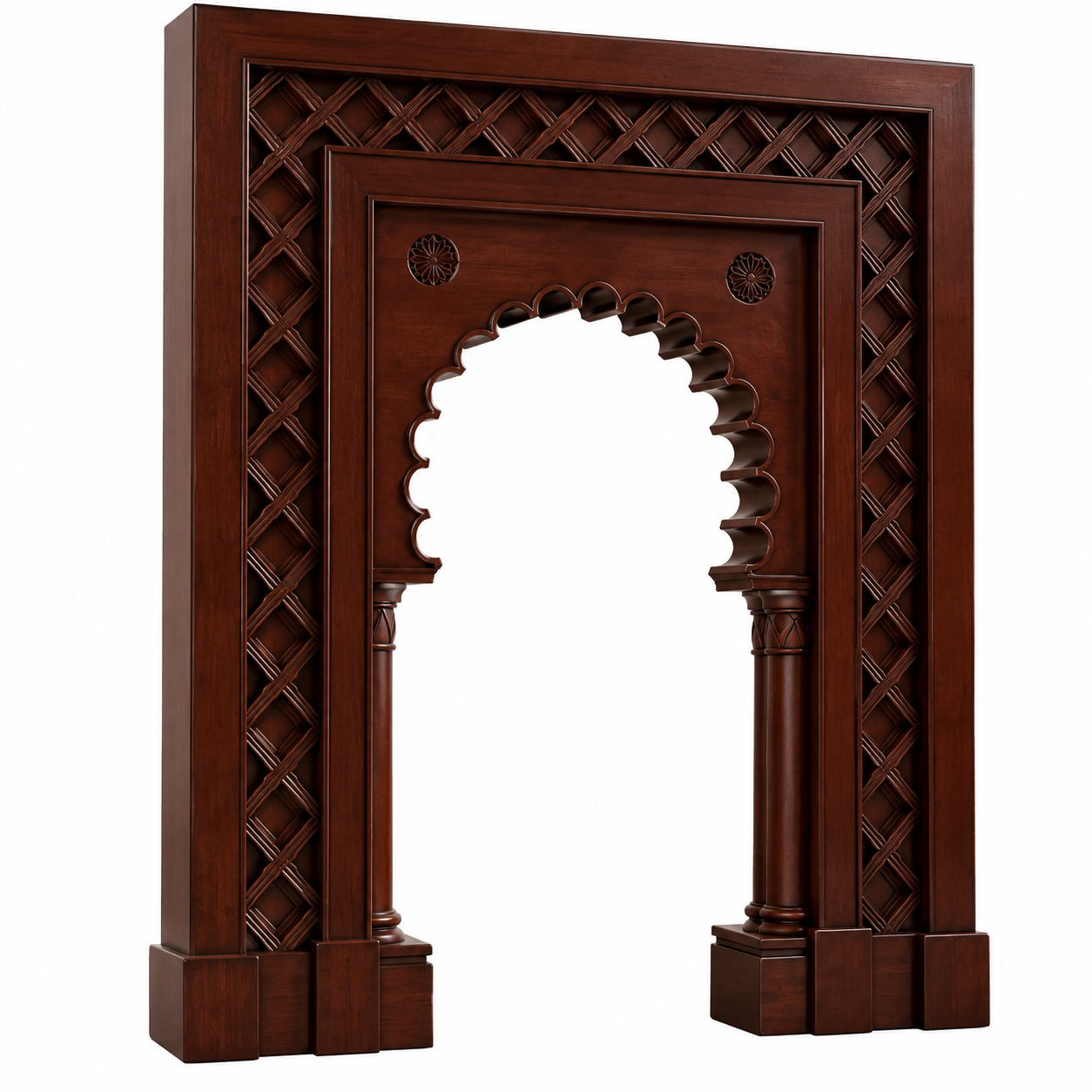 Dark Wood Moorish Arch Frame 3D Model 1