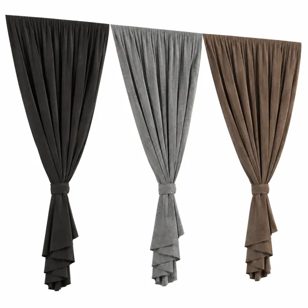 Tied Back Curtain Panels 3D Model