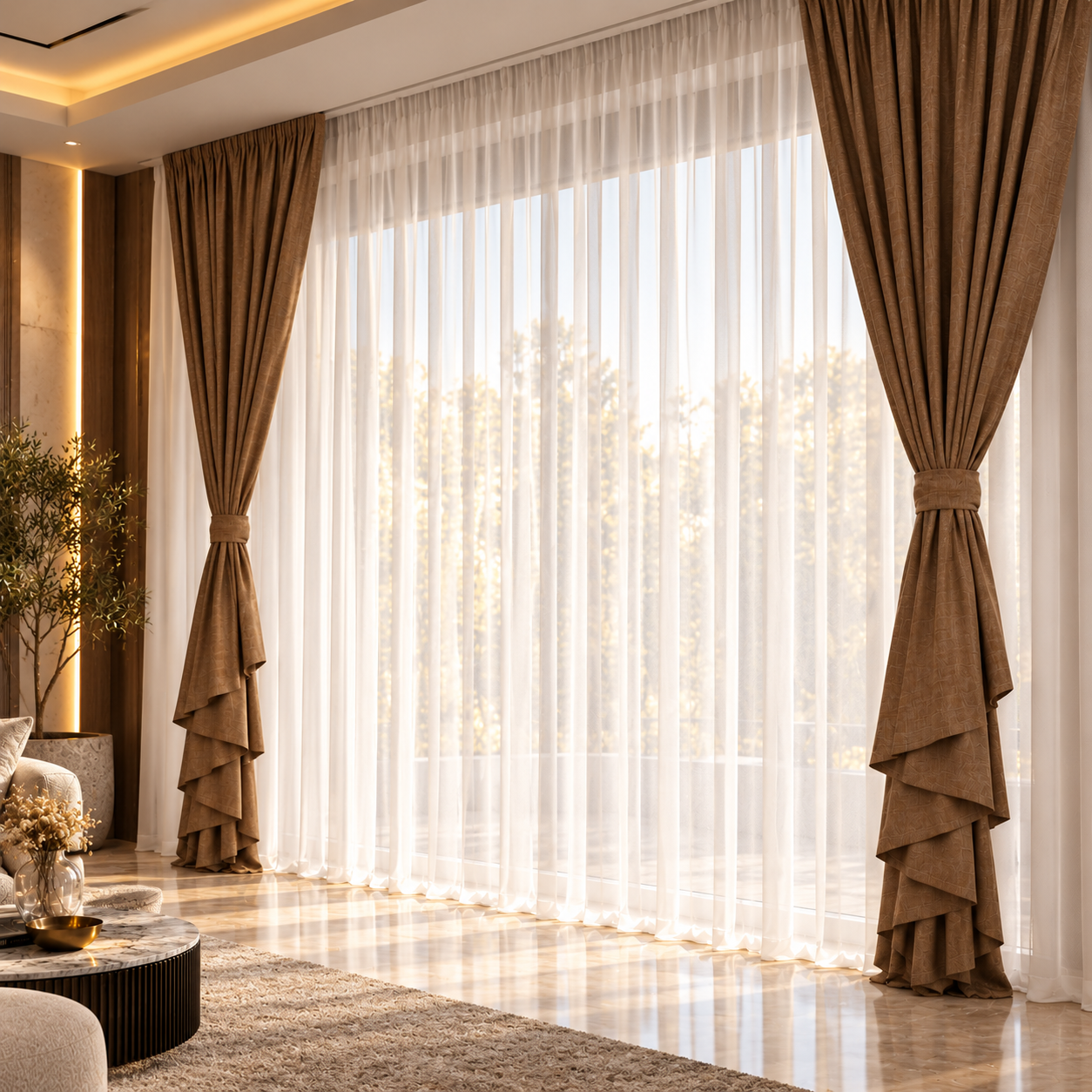 Tied Back Curtain Panels 3D Model 4