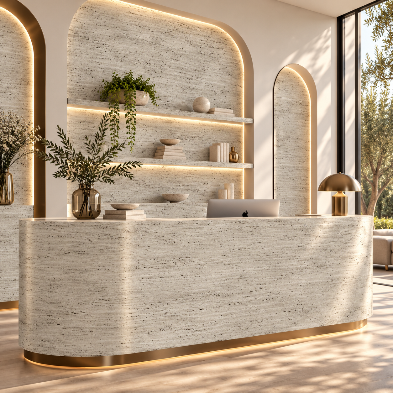 Pale Ivory Beige Fine Pitted Horizontal Travertine Texture 2