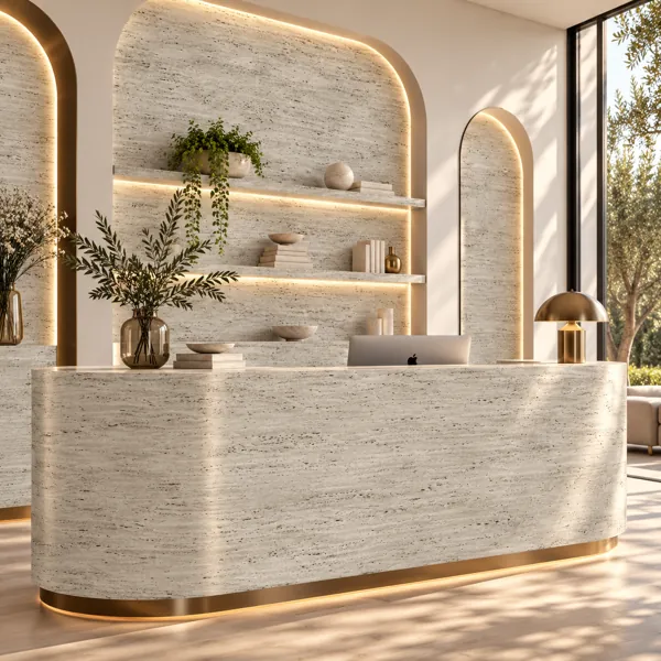 Pale Ivory Beige Fine Pitted Horizontal Travertine Texture back